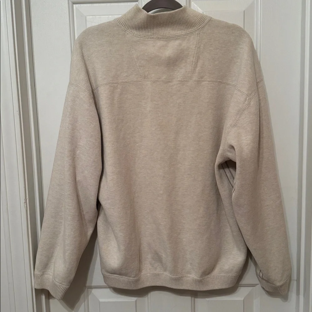 TOMMY BAHAMA RELAX ARUBA 1/4 ZIP REVERSIBLE SWEATSHIRT SZ L / BEIGE/GRAY